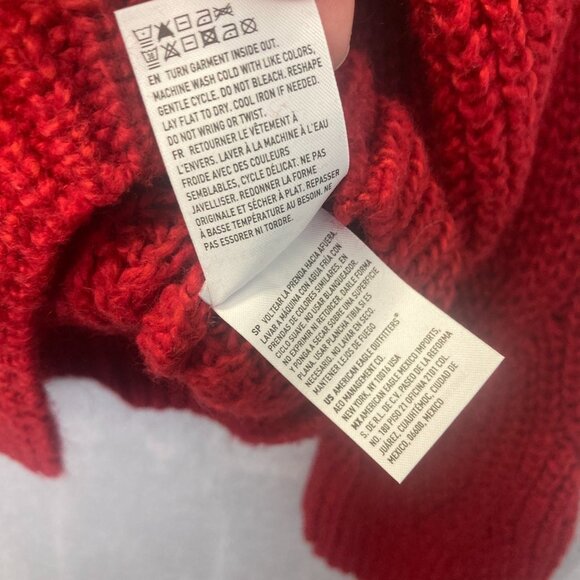 NWT American Eagle Cable Knit Oversized Slouchy Sweater Womens Small S Red Cozy - Picture 9 of 11